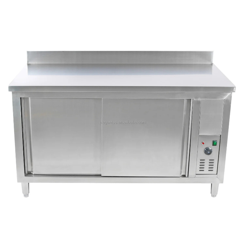 Commercial Kitchen Backsplash - โต๊ะทำงานครัวสแตนเลสแบบไฟฟ้าพร้อมตู้กันน้ำและลิ้นชัก