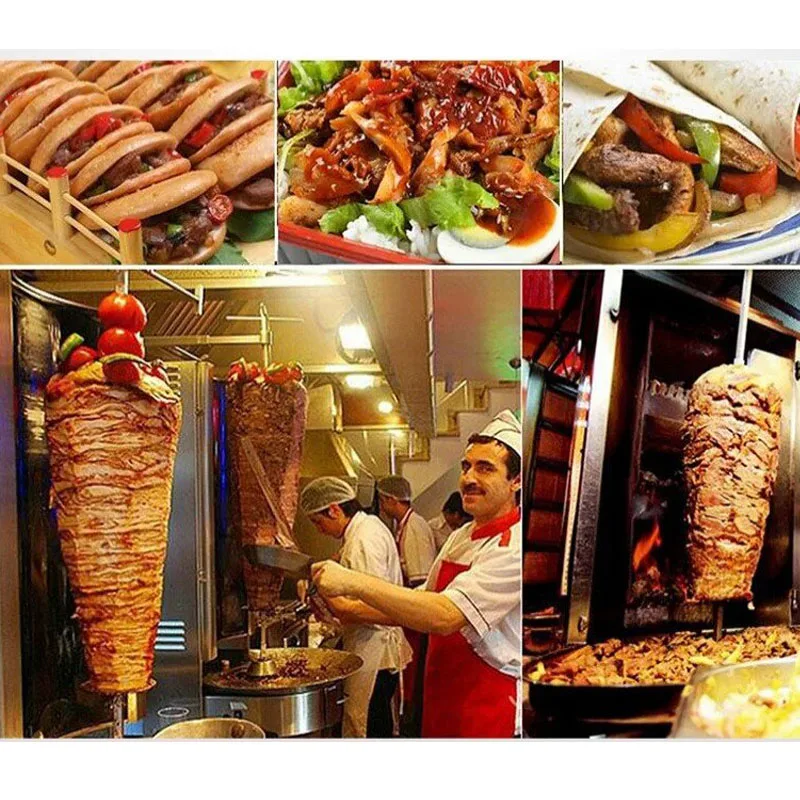 Kebab Shawarma Machine - เครื่องย่างเคบับแก๊สแบบหมุนแนวตั้ง สเตนเลสสตีล สำหรับทำชาwarma ไจโร และย่างเนื้อเชิงพาณิชย์