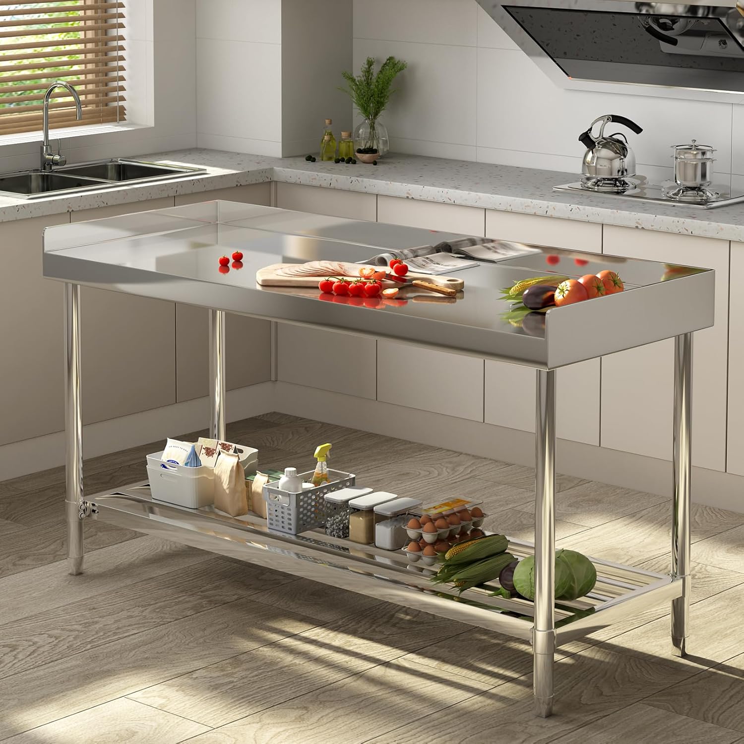 Commercial Kitchen Backsplash - โต๊ะทำงานสแตนเลส ขนาด 24
