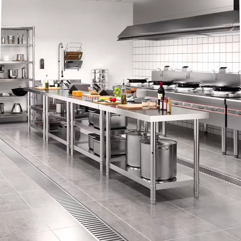 โต๊ะทำงานครัวสแตนเลสพร้อมแผ่นก - Commercial Kitchen Backsplash บทวิจารณ์และราคา