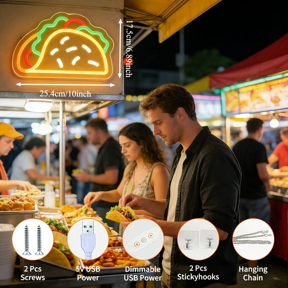 ป้ายไฟนีออนรูปทาโก้ LED ปรับคว - Commercial Kitchen Store บทวิจารณ์และราคา