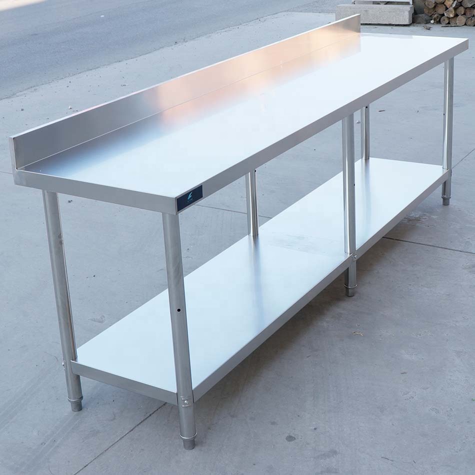 โต๊ะทำงานครัวสแตนเลสพร้อมแผ่นก - Commercial Kitchen Backsplash บทวิจารณ์และราคา