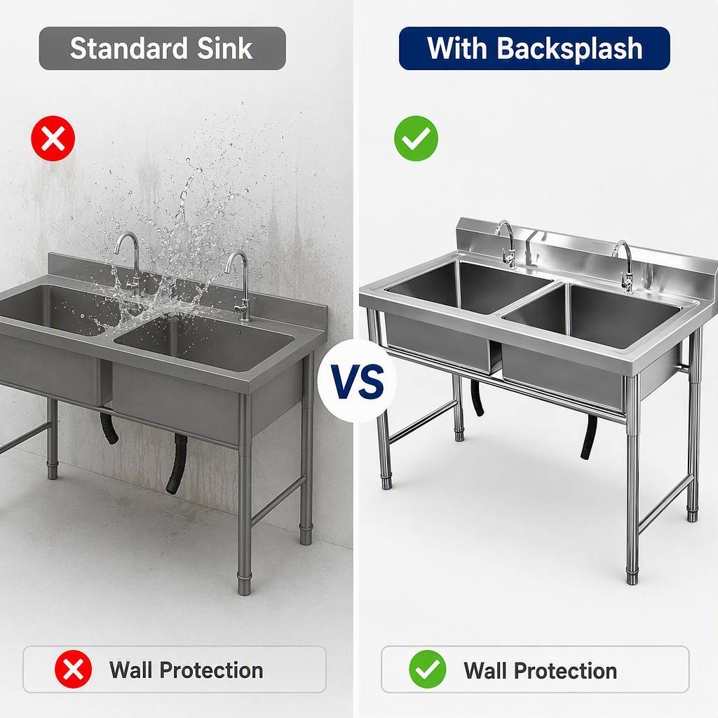 อ่างล้างจานสแตนเลส 304 แบบตั้ง - Commercial Kitchen Backsplash บทวิจารณ์และราคา