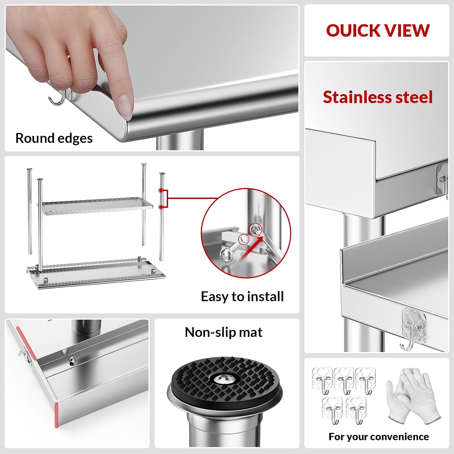 โต๊ะเตรียมอาหารสแตนเลสพร้อมแผ่ - Commercial Kitchen Backsplash บทวิจารณ์และราคา